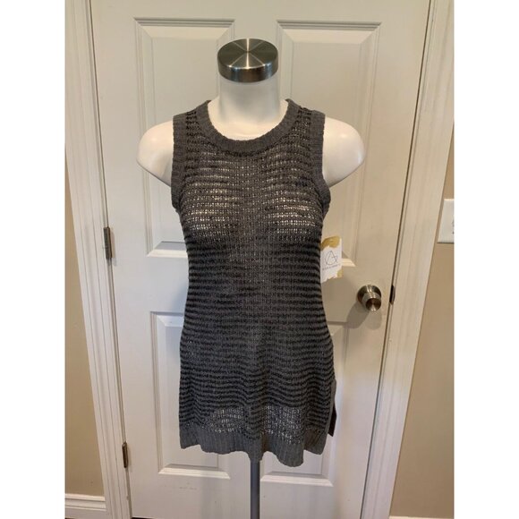 MM. LAFLEUR Gray Striped Loose Knit Tank Top, Size XS - Picture 1 of 7